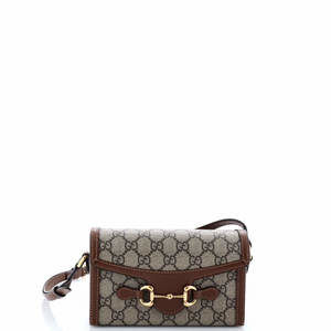 Gucci Mini Horsebit 1955 Flap Crossbody Bag GG Coated Canvas